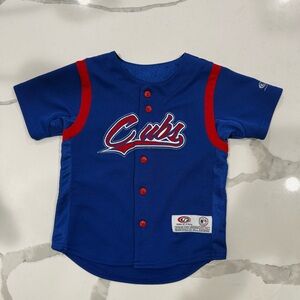 Chicago Cubs MLB TRUE FAN kids Blue/Red Full Button Baseball Jersey